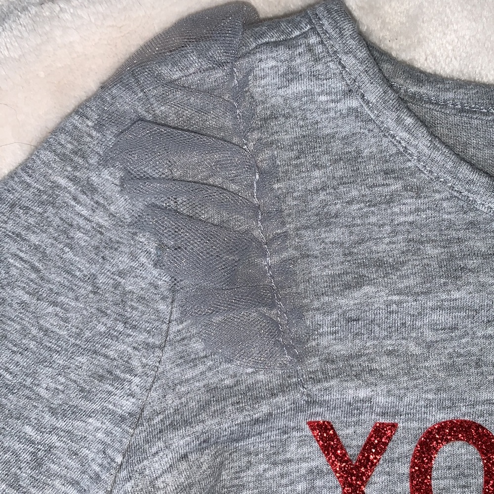 Okie Dokie Gray Top 5T Red Glitter T-shirt EUC Girls - Picture 4 of 7